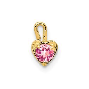 Oct Synthetic Tourmaline 14k Yellow Gold Heart Pendant Enhancer, 5mm